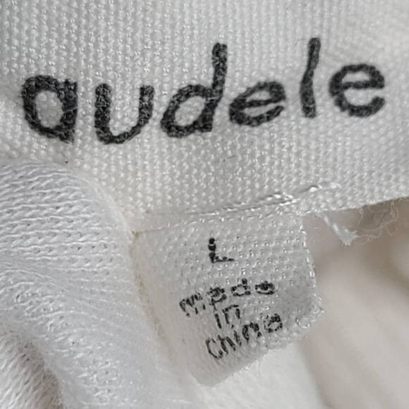 Audele Mock Neck Long Sleeve Top Eyelet Detail Ivory White Size L 2291 - Picture 3 of 7